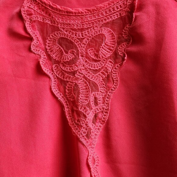 Haute Society Hot Pink Lace Tank Top Size Small - Picture 7 of 12